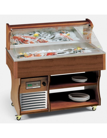 Carrello murale Buffet espositore refrigerato per pesce Refrigerazione statica mm L1417xP750xH1285