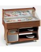 Carrello murale Buffet espositore refrigerato per pesce Refrigerazione statica mm L1417xP750xH1285 - Colore RAL a scelta