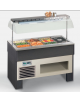 Isola Espositiva Riscaldata per Gastronomia - Vaschette 4x1/1 GN - 3 Lampade Riscaldanti mm 1414x742x1528h