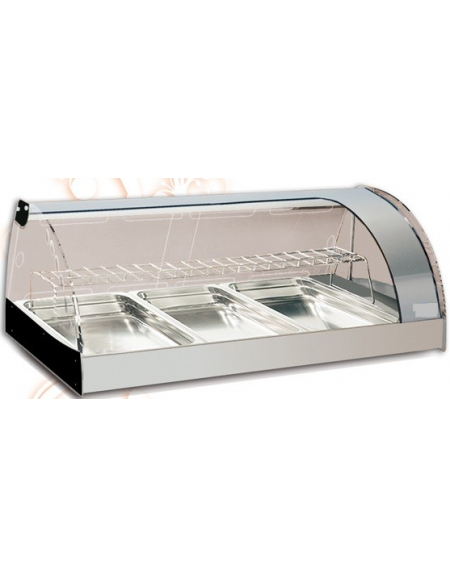 Espositore Da Banco Caldo bacinelle GN1/3 e GN1/1 Temp. °C +30/+60 Dim.mm L780XP603XH441