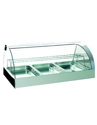 Vetrina refrigerata da banco - Struttura in acciaio inox con vetro curvo fisso - mm 780x603x441h