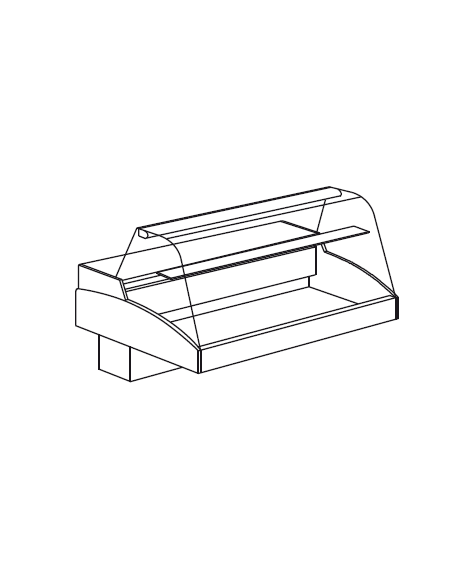 Vetrina refrigerata da appoggio - vetro curvo - Mensola intermedia in cristallo - mm 756x790x810h