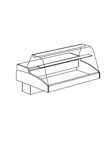 Vetrina refrigerata da appoggio - vetro curvo - Mensola intermedia in cristallo - mm 1506x790x810h