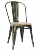 SEDIA  Struttura in metallo verniciato, effetto anticato, seduta in legno cm 36x36x85h
