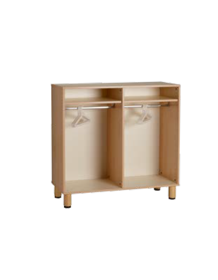 ARMADIO SPOGLIATOIO A GIORNO IN LEGNO 10 POSTI CON GRUCCE PER BAMBINI CM 105X41X100H - CONFORME AI CAM