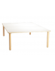 TAVOLO QUADRATO GRANDE PIANO LATTE IN LEGNO cm 128x128x76h - ADATTO COME ALTEZZA AGLI ADULTI - CONFORME AI CAM