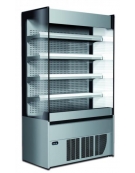 Espositore murale refrigerato frigorifero ventilato 0° +2°C - Colore nero - Con tenda notte - cm 190x64,5x205h