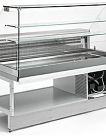 Vetrina fredda snack da bar con vetri alti dritti e lunghezza cm 200 - Refrigerazione statica - Rivestimento al grezzo
