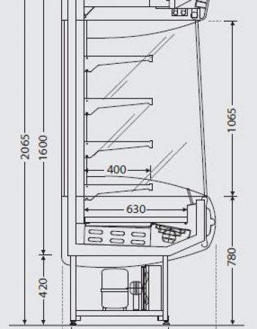 Espositore murale refrigerato lunghezza cm 250