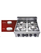 Cucina a gas 4 fuochi MEDIA POTENZA con forno a gas GN 2/1 - cm 80x70x85/90h