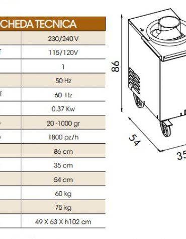 ARROTONDATRICE PER PANIFICIO CAPACITA' DA 20 A 1000 GR - MASSIMA IDRATAZIONE 85%
