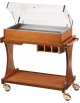 Carrello refrigerato in legno colore Noce a piastre eutettiche con cupola in plexiglass con vasca cm 106x55x108h