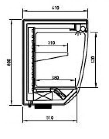 Espositore pensile refrigerato SPALLE IN VETRO da cm. 250