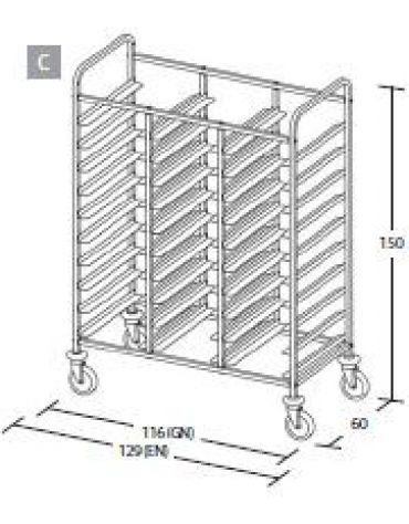 Carrello portavassoi - Portata 30 vassoi GN