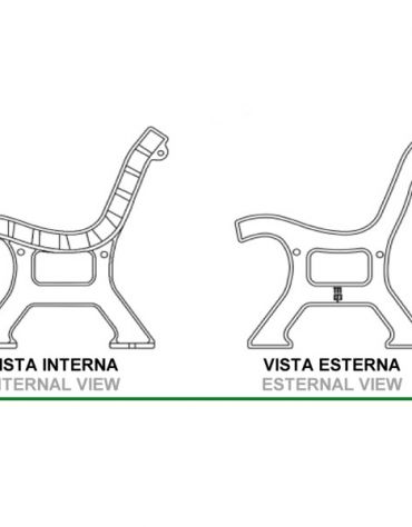 Panchina Italia in ghisa- Doghe in legno di iroko