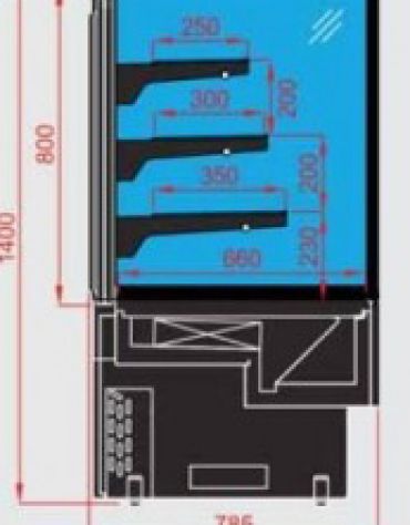 Vetrina refrigerata ventilata da cm. 90 - VETRI DRITTI