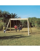 Altalena in legno da giardino per bambini 2 posti (sedili piani) - Da interrare o filo pavimento - Certificata Norme Europee EN 