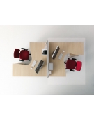 Scrivania Workstation a L per ufficio con gambe metalliche a T - cm 160x140x74h