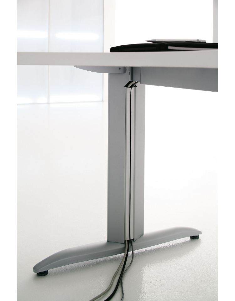 Scrivania Workstation a L con gambe metalliche a forma di T rovesciata -  cm. 160/120x80/60x72h 