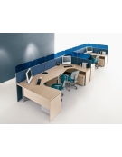 Scrivania Workstation Dx-Sx forma a L con cassettiera - spessore piano mm 25 - cm 160x160x74h