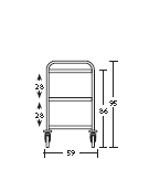 Carrello inox con N° 3 Piani stampati imbullonati - cm 89x59x95h