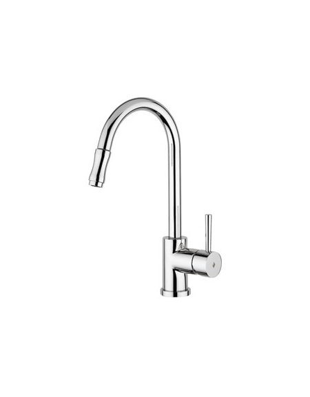 Miscelatore lavello con doccia estraibile in ottone cromato