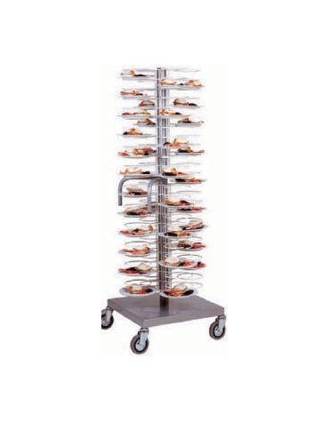 Carrello portapiatti verticale con griglie cromate piatti diametro cm 18/23 - cm. 60x60x175h