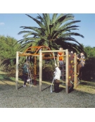 Gioco Arrampicata in legno con pertica , fune e spalliera svedese - cm 225x230x200h