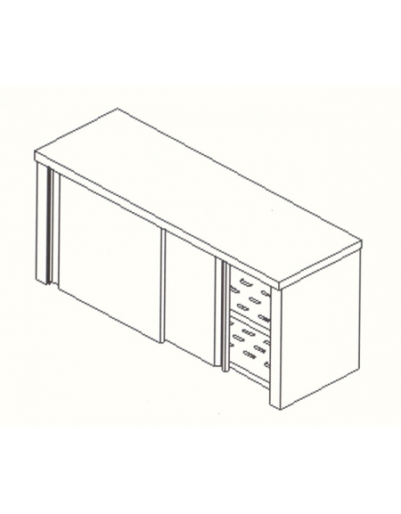 Armadio pensile inox - Ripiani asolati - cm 100x40x60h