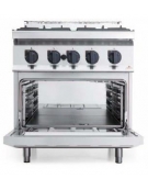 Cucina a gas 4 fuochi MEDIA POTENZA con forno a gas GN 2/1 - cm 80x70x85/90h