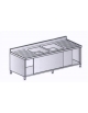 Lavello armadiato inox con ante scorrevoli 2 vasche + 2 gocciolatoi - Dimensioni cm.220x70x85h