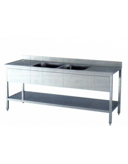 Lavello 2 vasche + 2 gocciolatoi Dimensioni cm.220x70x85h Lavello 2 vasche + 2 gocciolatoi Dimensioni cm.220x70x85h