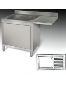 Lavello armadiato inox 1 vasca+gocciolatoio cm 140x70x85h