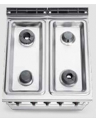Cucina a gas 4 fuochi ALTA POTENZA con forno a gas GN 2/1 - cm 80x90x85/90h