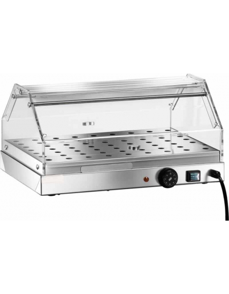 Vetrina riscaldata in acciaio inox AISI 304, 1 piano - con umidificazione - cm 50x35x25h