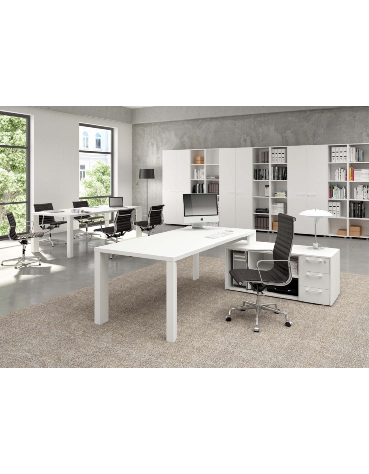 Scrivania direzionale lineare fianco legno spessore pannelli mm 38 -  Dimensioni cm 200x90x74h