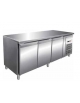 Tavolo refrigerato positivo 3 Porte -2° +8°C in acciaio inox AISI 304 -CLASSE B- cm 179,5x70x85h-Cassetto neutro sopra il motore