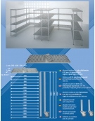 Scaffale con montanti in alluminio e 4 ripiani in polietilene per cella frigorifera o magazzino cm 60x30x200h