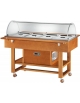 Carrello refrigerato in legno con cupola - 4 x GN 1/1 - Colore Noce - temp.  +2°C / +10°C - cm 148x112x125h