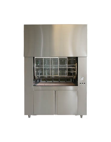Camino prefabbricato inox con girrarosto a legna N° 10 Aste