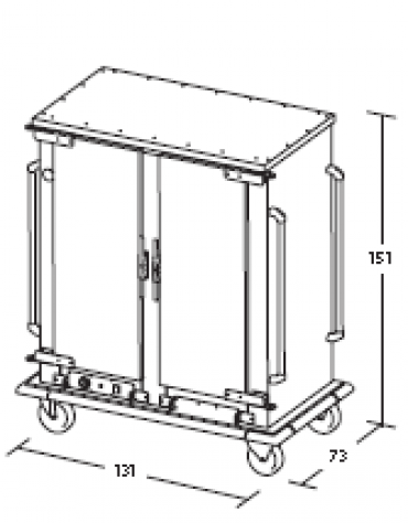 Armadio portateglie coibentato riscaldato- portata 26 Teglie 1/1 GN cm 131x73x151h
