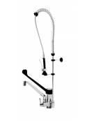 Gruppo doccia + miscelatore  monocomando con deviatore canna fusa e leva in plastica nera cm.30 - monoforo
