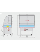 Carrello refrigerato in legno statico Dimensioni: larghezza mm.1423, profondità mm.750, altezza mm.1750.