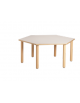 TAVOLO ESAGONALE PIANO LATTE  IN LEGNO - cm 128x111x53h - ADATTO A BAMBINI DA 3 A 6 ANNI - CONFORME AI CAM