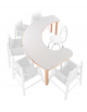 TAVOLO PAPPA CURVO IN LEGNO PER ASILO NIDO O MATERNA - cm 194x102x40h - CONFORME AI CAM