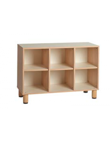 MOBILE CONTENITORE IN LEGNO A 6 CASELLE - cm 105x41x70H - CONFORME AI CAM