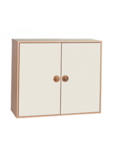 MOBILE CONTENITORE IN LEGNO A 2ANTE DA SOVRAPPORRE COLOR LATTE CREMA - CM 105x41x90h - CONFORME AI CAM