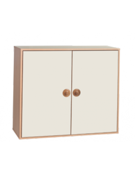 MOBILE CONTENITORE IN LEGNO A 2ANTE DA SOVRAPPORRE COLOR LATTE CREMA - CM 105x41x90h - CONFORME AI CAM