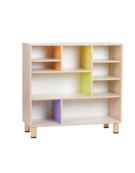 MOBILE CONTENITORE IN LEGNO APERTO A 9 CASELLE COLORATE - cm 105x41x100h - CONFORME AI CAM