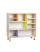 MOBILE CONTENITORE IN LEGNO APERTO A 9 CASELLE COLORATE - cm 105x41x100h - CONFORME AI CAM